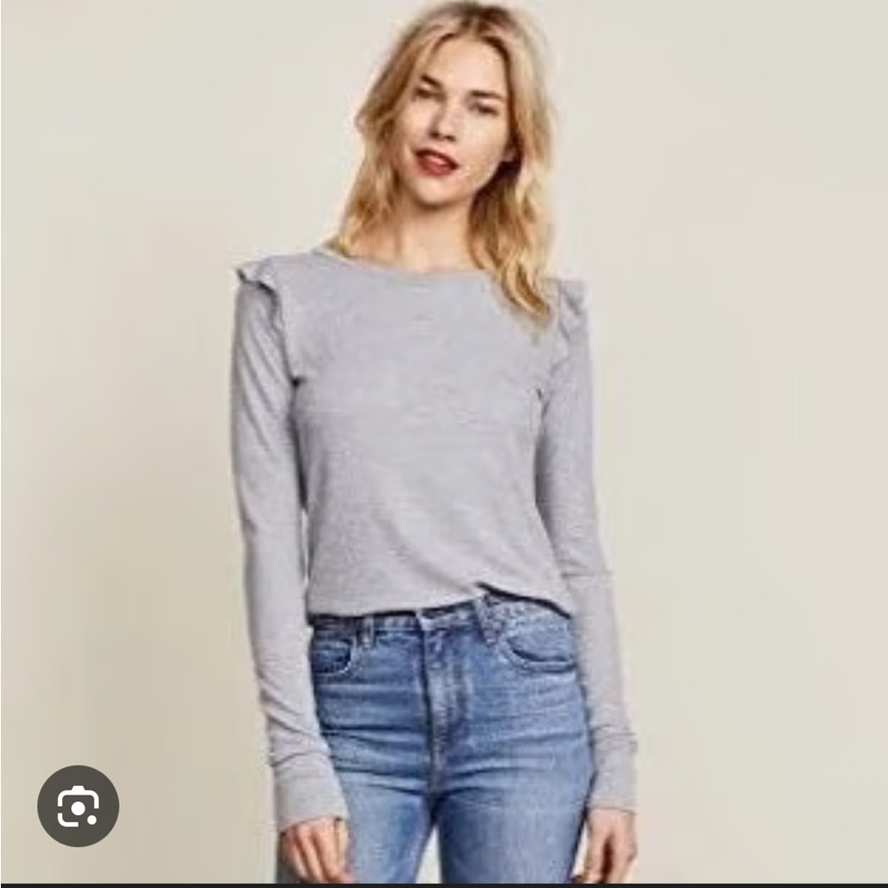 Wildfox Medley Gray Long Sleeve Topwith ruffle detail Size S